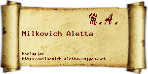Milkovich Aletta névjegykártya